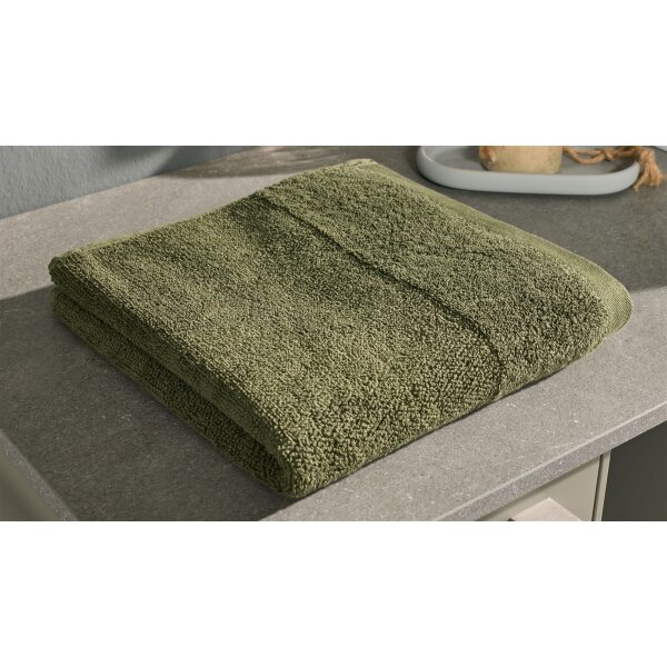 Interliving Handtuch Serie 9108 - Handtuch olivgrüne Baumwolle - ca. 60 x 110 cm