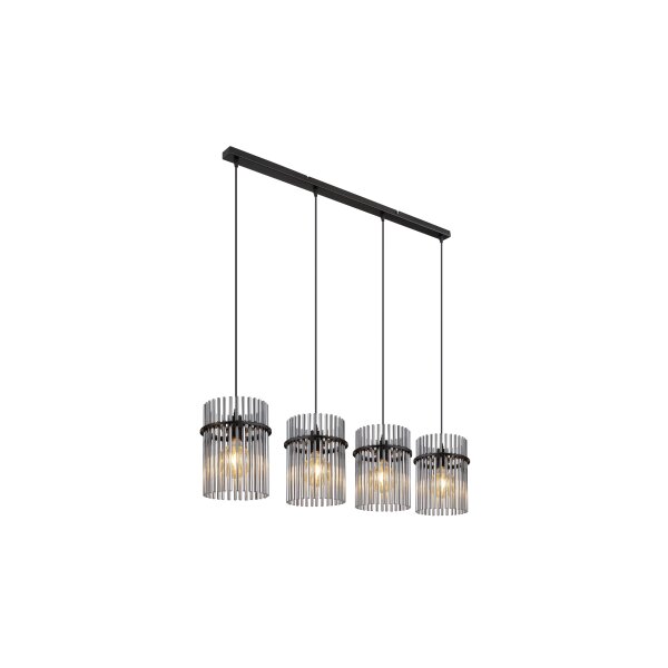GLOBO Hängeleuchte Gorley rauchfarbenes Glas & Metall – Länge ca. 110 cm