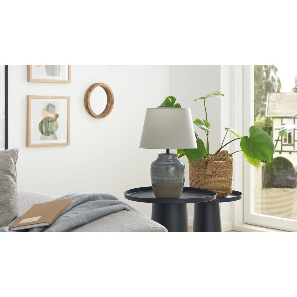 Interliving Leuchten Serie 9346 - Tischlampe graue Keramik – Höhe ca. 37 cm