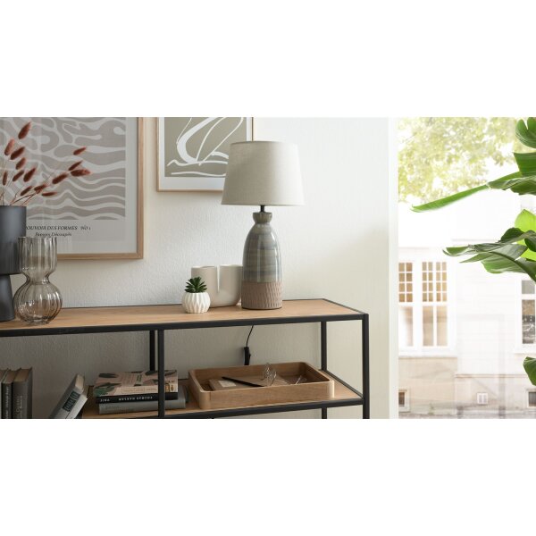 Interliving Leuchten Serie 9346 - Tischlampe graue Keramik – Höhe ca. 49 cm