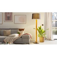 Interliving Leuchten Serie 9349 - Stehlampe Holz & schwarzer Stoff – Höhe ca. 160 cm