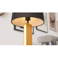 Interliving Leuchten Serie 9349 - Tischlampe Holz & schwarzer Stoff – Höhe ca. 50 cm