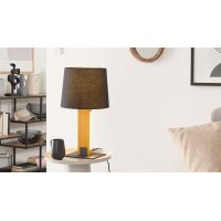Interliving Leuchten Serie 9349 - Tischlampe Holz & schwarzer Stoff – Höhe ca. 50 cm