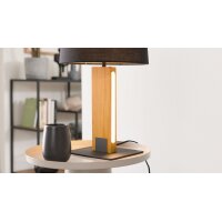 Interliving Leuchten Serie 9349 - Tischlampe Holz & schwarzer Stoff – Höhe ca. 50 cm