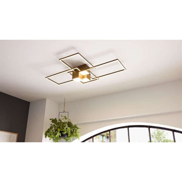 Interliving Leuchten Serie 9348 - Deckenlampe schwarzes Metall - Länge ca. 110 cm