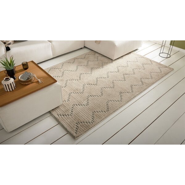 Roomio® Teppich No. 8301 cremefarbenes Grafikmuster - ca. 160 x 230 cm