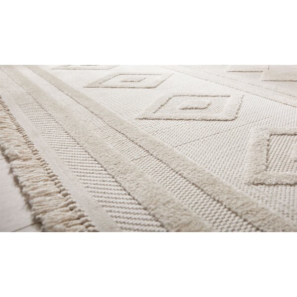 Roomio® Teppich No. 8304 cremefarbenes Rautenmuster - ca. 160 x 230 cm