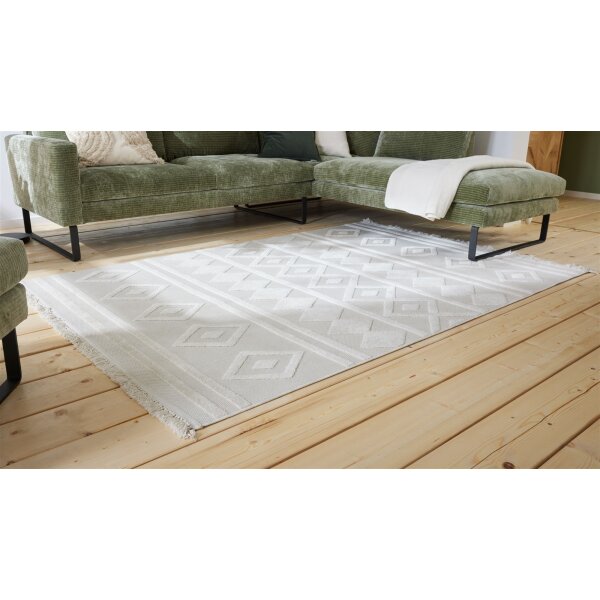 Roomio® Teppich No. 8304 cremefarbenes Rautenmuster - ca. 200 x 290 cm