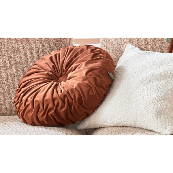 Roomio® Kissen No. 9401 rostfarbener Samt - Durchmesser ca. 42 cm