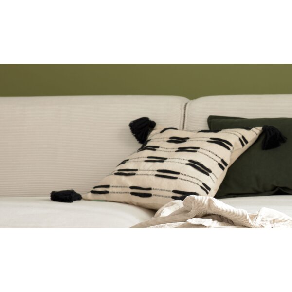 Roomio® Kissenhülle No. 9409 beige & schwarze Baumwolle - ca. 45 x 45 cm