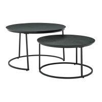 Roomio No. 2001 - Couchtisch-Set schwarzes Mangoholz & schwarzes Metall - zweiteilig