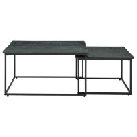Roomio No. 2001 - Couchtisch-Set schwarzes Mangoholz & schwarzes Metall - zweiteilig