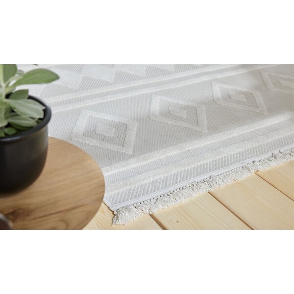 Roomio® Teppich No. 8307 beiges Rautenmuster - ca. 133 x 190 cm