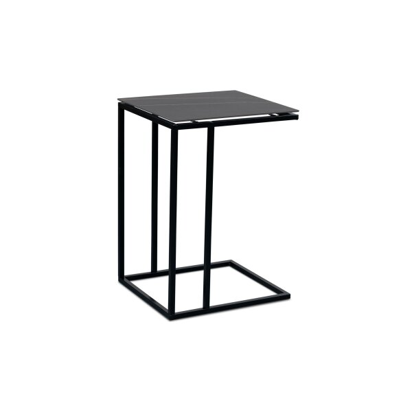 Beistelltisch Jon Grau marmorierter Stein & Schwarz – ca. 38 x 43 cm