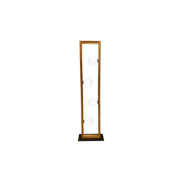GLOBO Lampen Serie Nanda - Stehlampe Holz & opalweißes Glas - Höhe ca. 110 cm