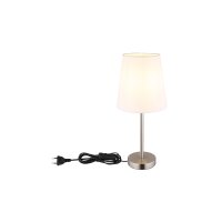 GLOBO Lampen Serie Joris - Tischlampe Nickel & weißer Lampenschirm - Höhe ca. 45 cm