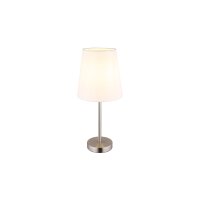 GLOBO Lampen Serie Joris - Tischlampe Nickel & weißer Lampenschirm - Höhe ca. 45 cm