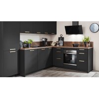 nobilia® Einbauküche Easytouch mit privileg E-Geräte, z. B. Kühlschrank Grafitschwarz & Metal Oxid – Stellfläche ca. 277 x 217 cm