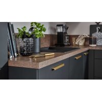 nobilia® Einbauküche Easytouch mit privileg E-Geräte, z. B. Kühlschrank Grafitschwarz & Metal Oxid – Stellfläche ca. 277 x 217 cm