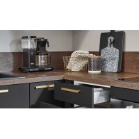 nobilia® Einbauküche Easytouch mit privileg E-Geräte, z. B. Kühlschrank Grafitschwarz & Metal Oxid – Stellfläche ca. 277 x 217 cm