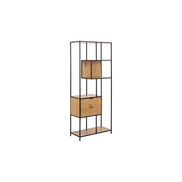 Regal Seaford im Industrielook Wildeiche & Schwarz – ca. 77 x 185 cm
