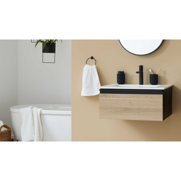Interliving Bad Serie 3702 - Waschtisch-Set 7771 naturfarbene Cuneo Eiche - zweiteilig
