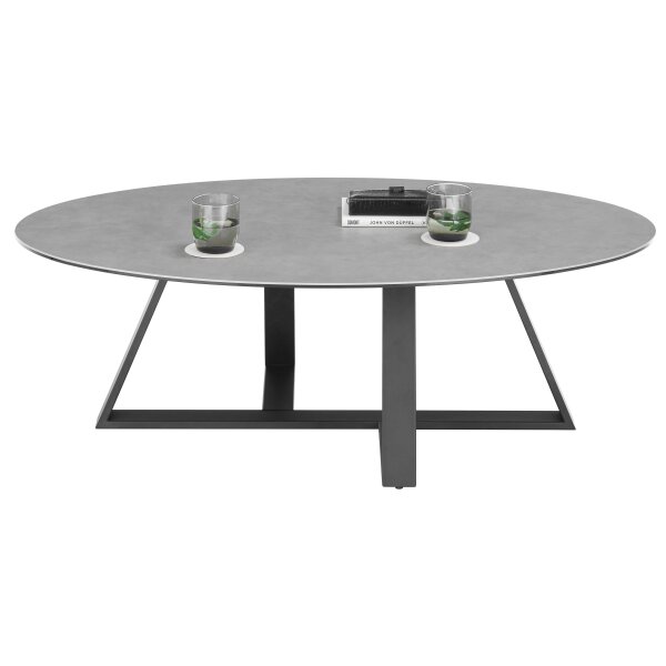 Couchtisch Elbing graue Keramik, Glas & Metall - Länge ca. 120 cm