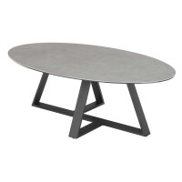 Couchtisch Elbing graue Keramik, Glas & Metall - Länge ca. 120 cm