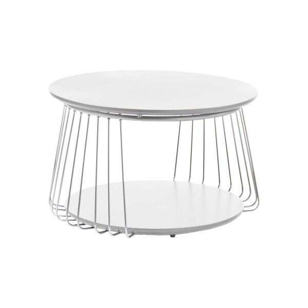 Couchtisch Vilnius weißer Lack & Chrom – Durchmesser ca. 70 cm