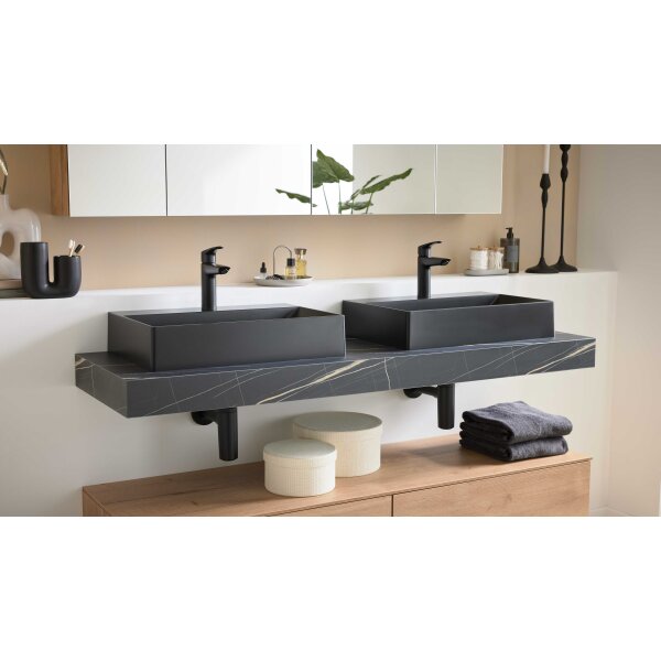 Interliving Bad Serie 3725 – Konsolen-Set Marmor Venato Nero - Länge ca. 160 cm