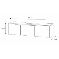 Interliving Bad Serie 3720 - Badmöbel-Set Basis sandfarbenes Lacklaminat & Eiche Como - Länge ca. 137 cm