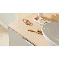 Interliving Bad Serie 3720 - Badmöbel-Set Basis sandfarbenes Lacklaminat & Eiche Como - Länge ca. 137 cm