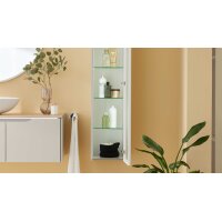 Interliving Bad Serie 3720 - Midischrank sandfarbenes Lacklaminat & Milchglas - eine Tür
