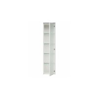 Interliving Bad Serie 3720 - Midischrank sandfarbenes Lacklaminat & Milchglas - eine Tür