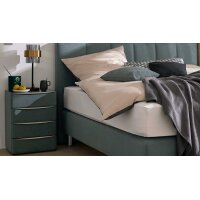 Interliving Boxspringbett Serie 1402 – Nachtkommode stahlfarbene Mikrofaser Nele – vier Schubladen