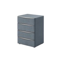 Interliving Boxspringbett Serie 1402 – Nachtkommode stahlfarbene Mikrofaser Nele – vier Schubladen
