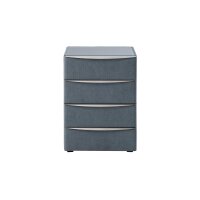 Interliving Boxspringbett Serie 1402 – Nachtkommode stahlfarbene Mikrofaser Nele – vier Schubladen