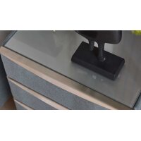 Interliving Boxspringbett Serie 1402 – Nachtkommode stahlfarbene Mikrofaser Nele – vier Schubladen