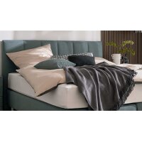 Interliving Boxspringbett Serie 1402 – Boxspringbett stahlfarbene Mikrofaser Nele - Liegefläche ca. 180 x 200 cm