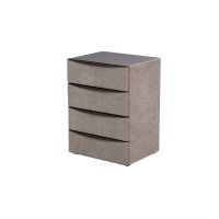 Interliving Boxspringbett Serie 1401 – Nachtkommode silberfarbener Stoffbezug Rob 533006 – vier Schubladen
