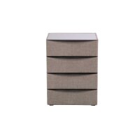 Interliving Boxspringbett Serie 1401 – Nachtkommode silberfarbener Stoffbezug Rob 533006 – vier Schubladen