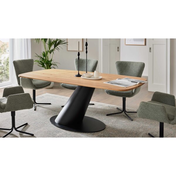 Interliving Esszimmer Serie 5121 – Esstisch Charakter-Eiche & schwarzes Metall – ca. 200 x 100 cm