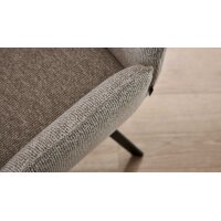 Interliving Esszimmer Serie 5102 – Armlehnstuhl mit Drehfunktion leinenfarbener Jacquard Lodge L07 & schwarzes Eisen