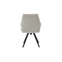 Interliving Esszimmer Serie 5102 – Armlehnstuhl mit Drehfunktion leinenfarbener Jacquard Lodge L07 & schwarzes Eisen