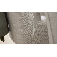 Interliving Esszimmer Serie 5102 – Armlehnstuhl mit Drehfunktion leinenfarbener Jacquard Lodge L07 & schwarzes Eisen