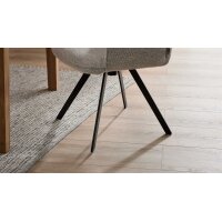 Interliving Esszimmer Serie 5102 – Armlehnstuhl mit Drehfunktion leinenfarbener Jacquard Lodge L07 & schwarzes Eisen