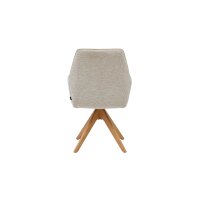 Interliving Esszimmer Serie 5102 – Armlehnstuhl Eiche bianco & leinenfarbener Jacquard Lodge L07