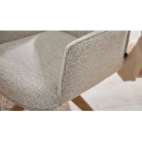 Interliving Esszimmer Serie 5102 – Armlehnstuhl Eiche bianco & leinenfarbener Jacquard Lodge L07