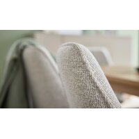 Interliving Esszimmer Serie 5102 – Armlehnstuhl mit Drehfunktion Eiche bianco & leinenfarbener Jacquard Lodge L07