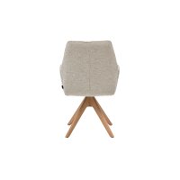 Interliving Esszimmer Serie 5102 – Armlehnstuhl mit Drehfunktion Eiche bianco & leinenfarbener Jacquard Lodge L07